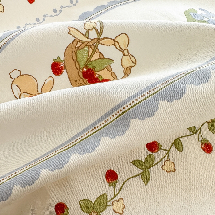 91家纺网 家纺一手货源 找家纺 清雅福 2023新款全棉小清新四件套 草莓园