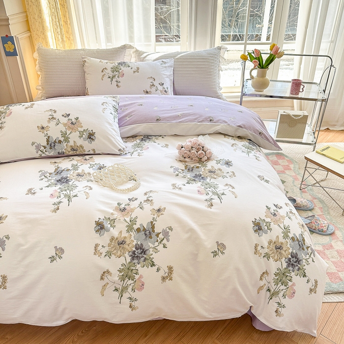 91家纺网 家纺一手货源 找家纺 清雅福 2023新款全棉小清新四件套 花开似锦