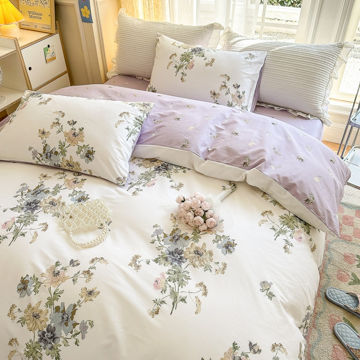 91家纺网 家纺一手货源 找家纺 清雅福 2023新款全棉小清新四件套 花开似锦