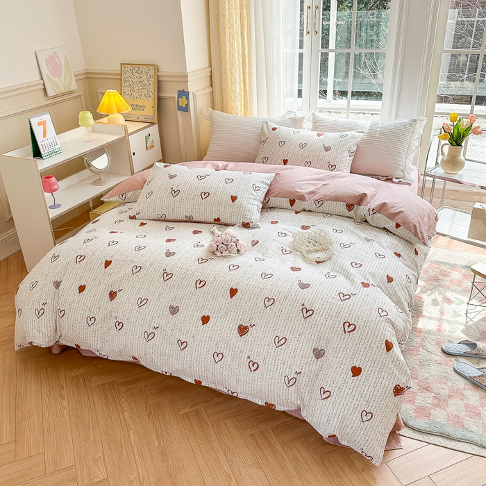 91家纺网 家纺一手货源 找家纺 清雅福 2023新款全棉小清新四件套 恋爱旋律