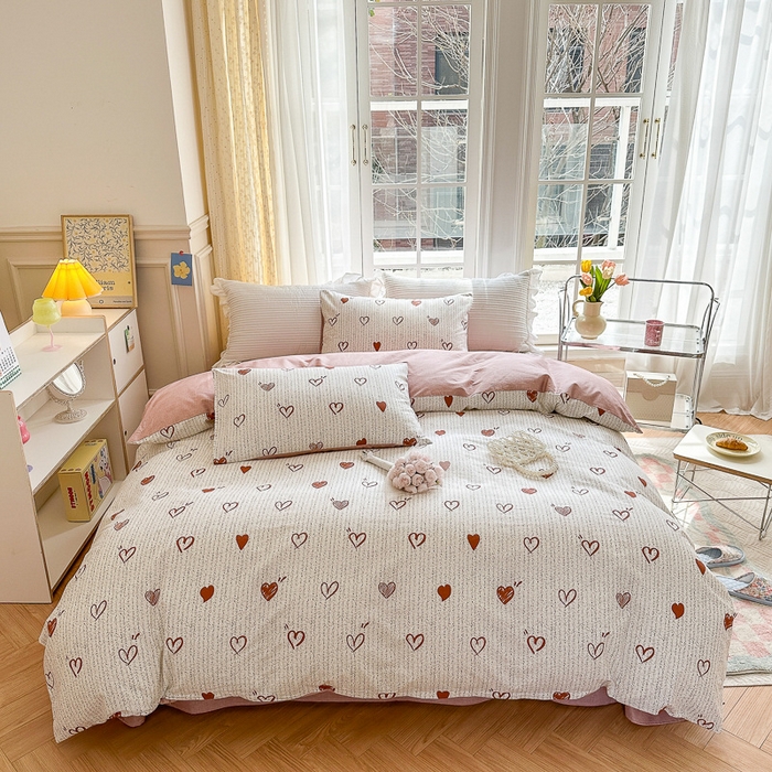 91家纺网 家纺一手货源 找家纺 清雅福 2023新款全棉小清新四件套 恋爱旋律