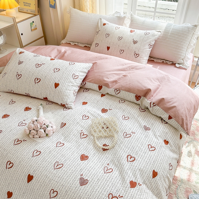 91家纺网 家纺一手货源 找家纺 清雅福 2023新款全棉小清新四件套 恋爱旋律