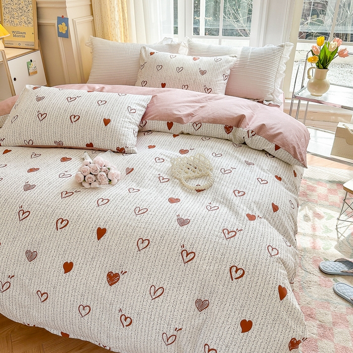 91家纺网 家纺一手货源 找家纺 清雅福 2023新款全棉小清新四件套 恋爱旋律