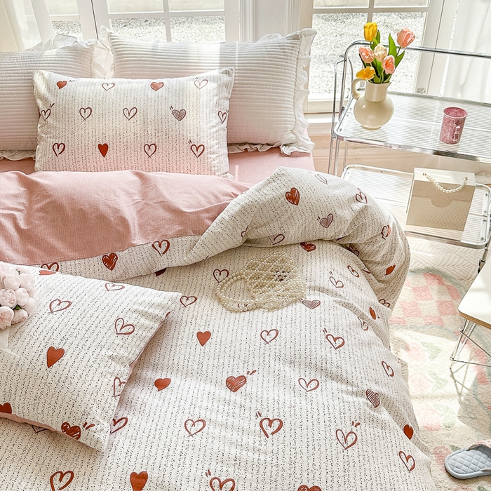 91家纺网 家纺一手货源 找家纺 清雅福 2023新款全棉小清新四件套 恋爱旋律