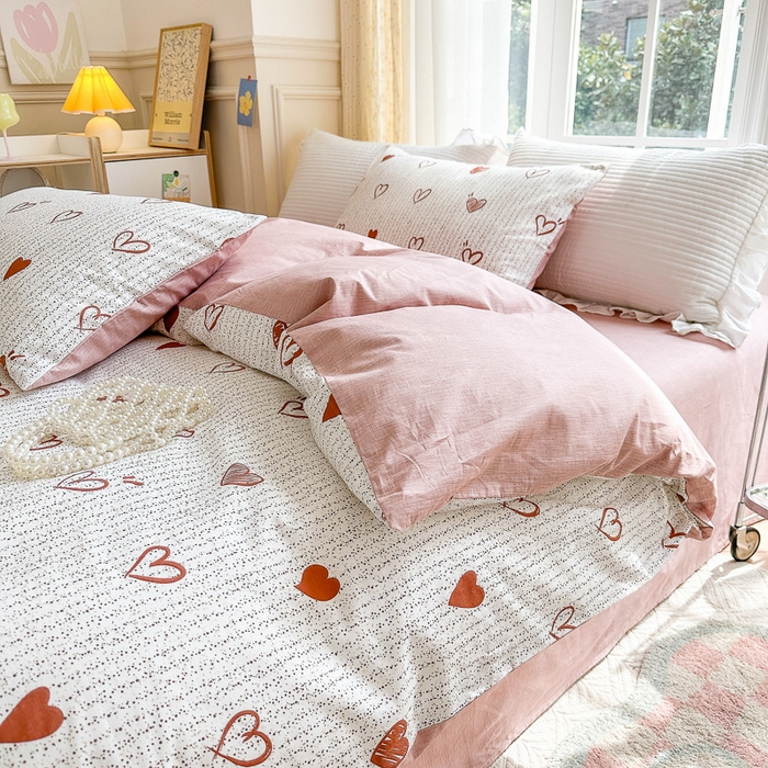 91家纺网 家纺一手货源 找家纺 清雅福 2023新款全棉小清新四件套 恋爱旋律