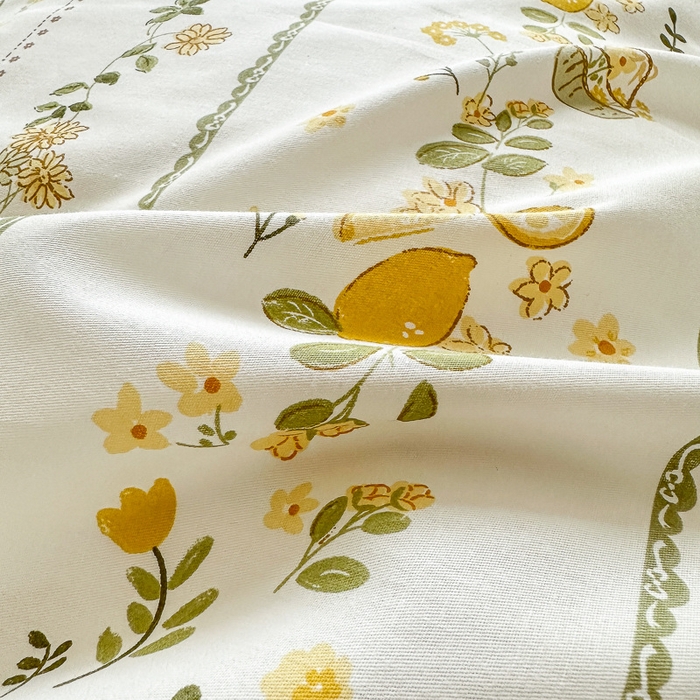 91家纺网 家纺一手货源 找家纺 清雅福 2023新款全棉小清新四件套 柠檬树