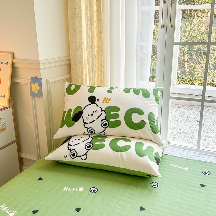 91家纺网 家纺一手货源 找家纺 清雅福 2023新款全棉小清新四件套 皮皮狗