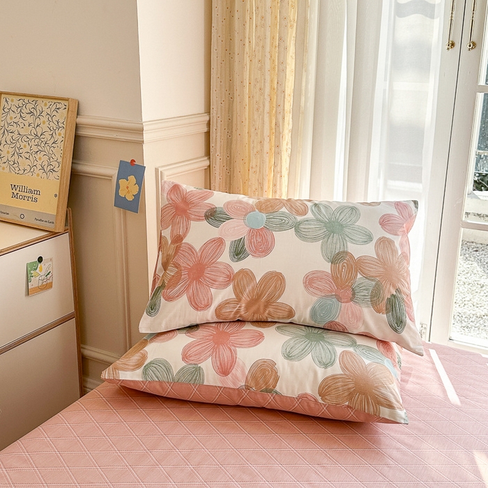 91家纺网 家纺一手货源 找家纺 清雅福 2023新款全棉小清新四件套 七色瑾