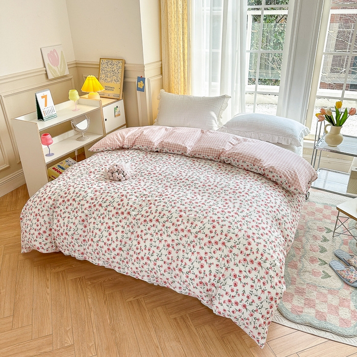 91家纺网 家纺一手货源 找家纺 清雅福 2023新款全棉小清新四件套 恬静