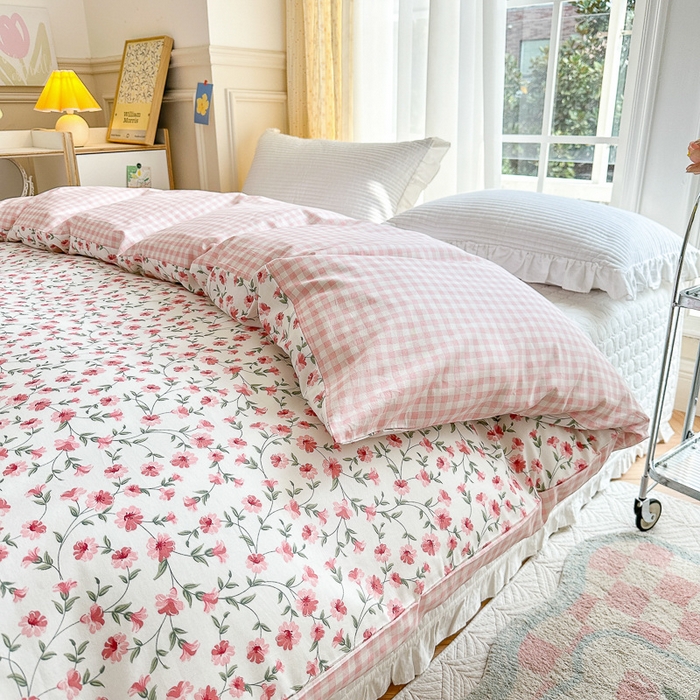 91家纺网 家纺一手货源 找家纺 清雅福 2023新款全棉小清新四件套 恬静