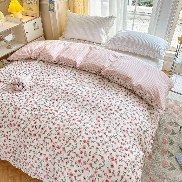 91家纺网 家纺一手货源 找家纺 清雅福 2023新款全棉小清新四件套 恬静