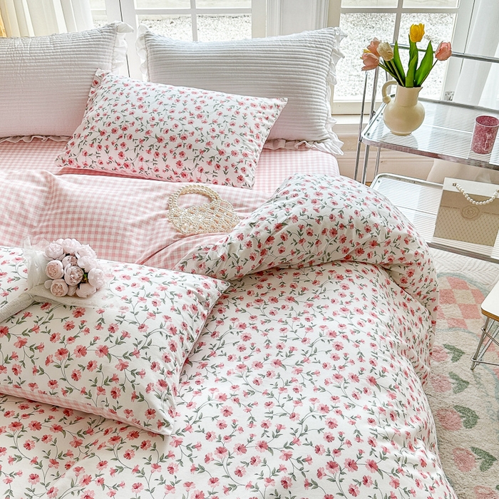 91家纺网 家纺一手货源 找家纺 清雅福 2023新款全棉小清新四件套 恬静