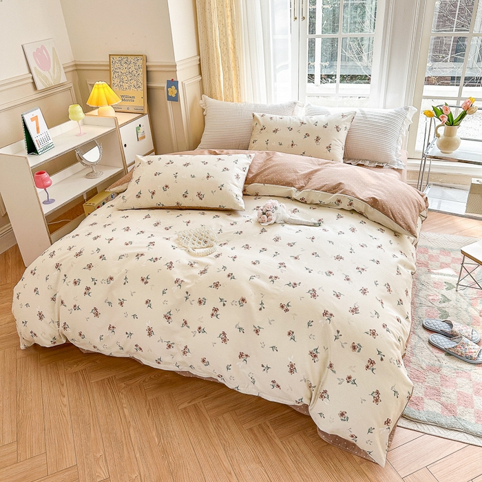 91家纺网 家纺一手货源 找家纺 清雅福 2023新款全棉小清新四件套 小美好