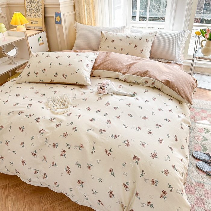 91家纺网 家纺一手货源 找家纺 清雅福 2023新款全棉小清新四件套 小美好