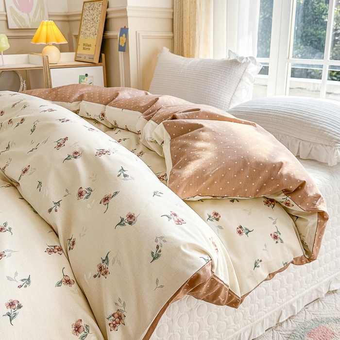 91家纺网 家纺一手货源 找家纺 清雅福 2023新款全棉小清新四件套 小美好