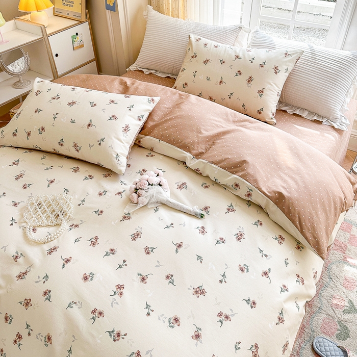 91家纺网 家纺一手货源 找家纺 清雅福 2023新款全棉小清新四件套 小美好