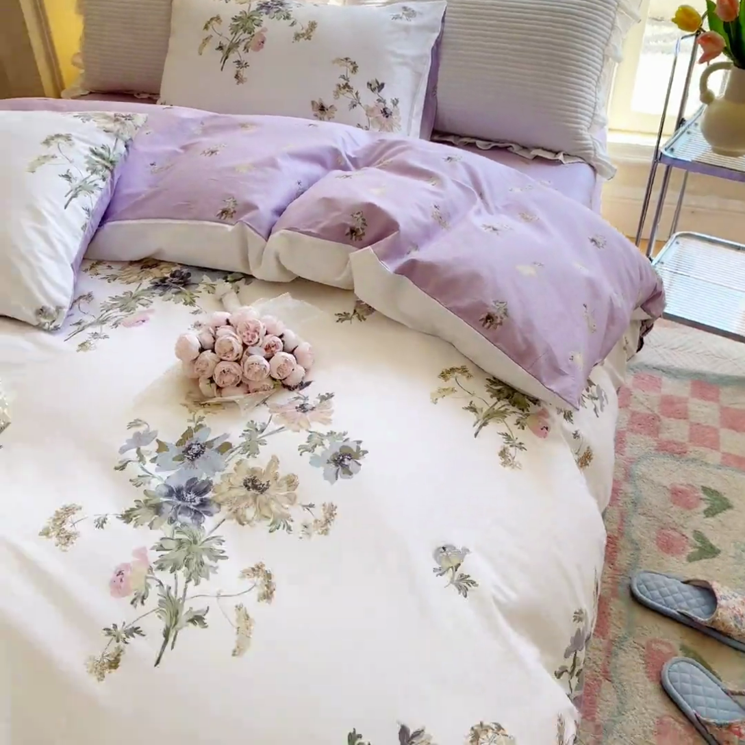 91家纺网 家纺一手货源 找家纺 清雅福 2023新款全棉小清新四件套 花开似锦