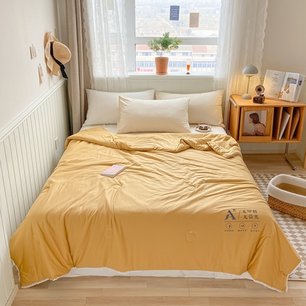 91家纺网 家纺一手货源 找家纺 帕拉美拉 2025新款针织棉夏凉空调被系列 姜黄