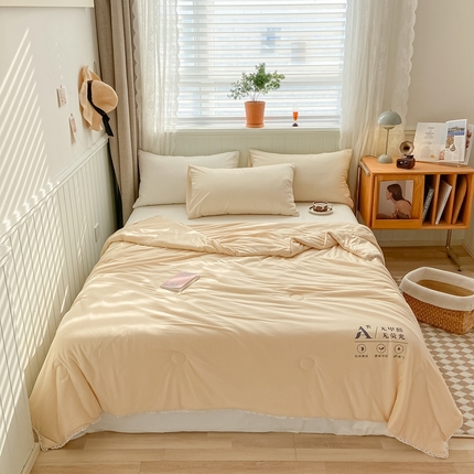 91家纺网 家纺一手货源 找家纺 帕拉美拉2025新款针织棉夏凉空调被系列 浅咖