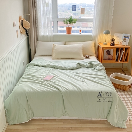 91家纺网 家纺一手货源 找家纺 帕拉美拉 2025新款针织棉夏凉空调被系列 豆绿