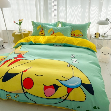 卡通被套单件被罩男女儿童学生宿舍单人被单男孩卡幼儿园单人被罩 呼呼皮卡丘