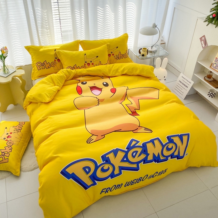 91家纺网 家纺一手货源 找家纺 卡通被套单件被罩男女儿童学生宿舍单人被单男孩卡幼儿园单人被罩 唱歌皮卡丘