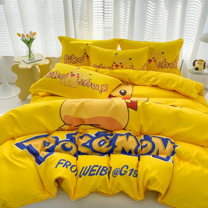 91家纺网 家纺一手货源 找家纺 卡通被套单件被罩男女儿童学生宿舍单人被单男孩卡幼儿园单人被罩 唱歌皮卡丘