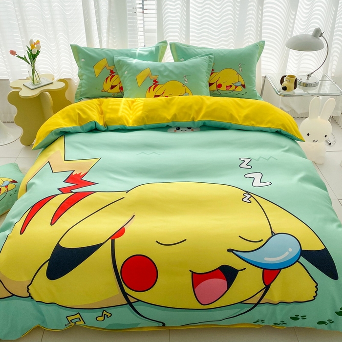 91家纺网 家纺一手货源 找家纺 卡通被套单件被罩男女儿童学生宿舍单人被单男孩卡幼儿园单人被罩 呼呼皮卡丘