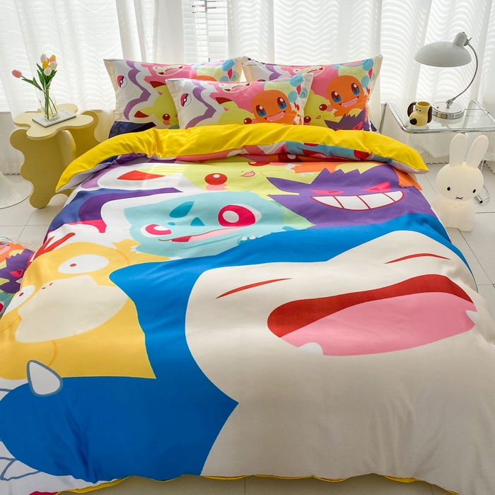 91家纺网 家纺一手货源 找家纺 卡通被套单件被罩男女儿童学生宿舍单人被单男孩卡幼儿园单人被罩 嘻嘻皮卡丘