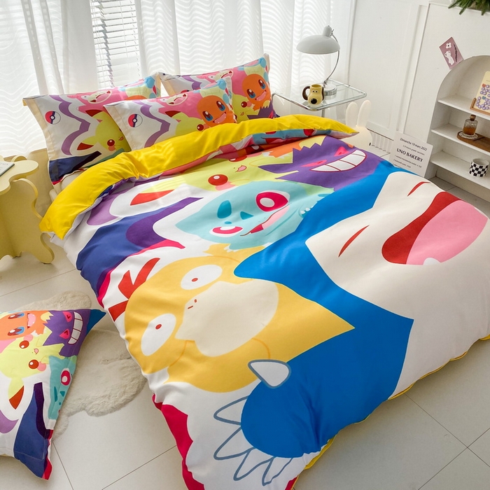 91家纺网 家纺一手货源 找家纺 卡通被套单件被罩男女儿童学生宿舍单人被单男孩卡幼儿园单人被罩 嘻嘻皮卡丘