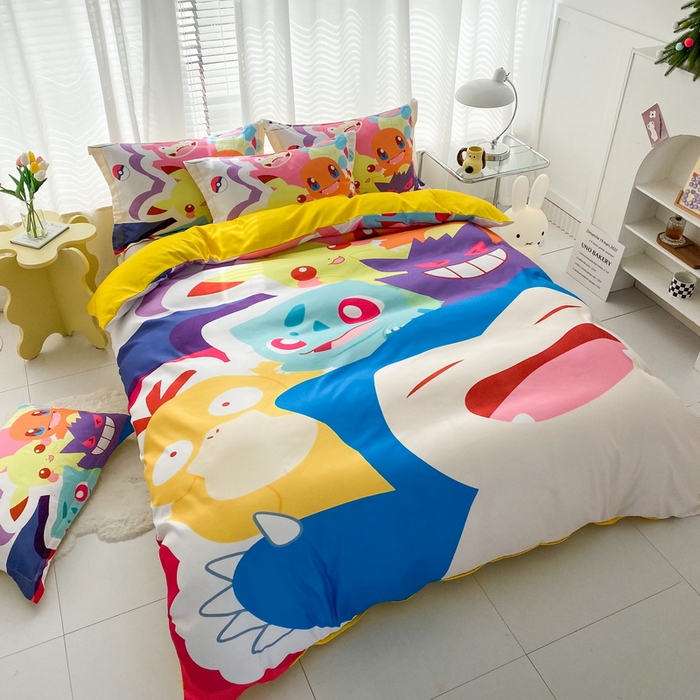 91家纺网 家纺一手货源 找家纺 卡通被套单件被罩男女儿童学生宿舍单人被单男孩卡幼儿园单人被罩 嘻嘻皮卡丘
