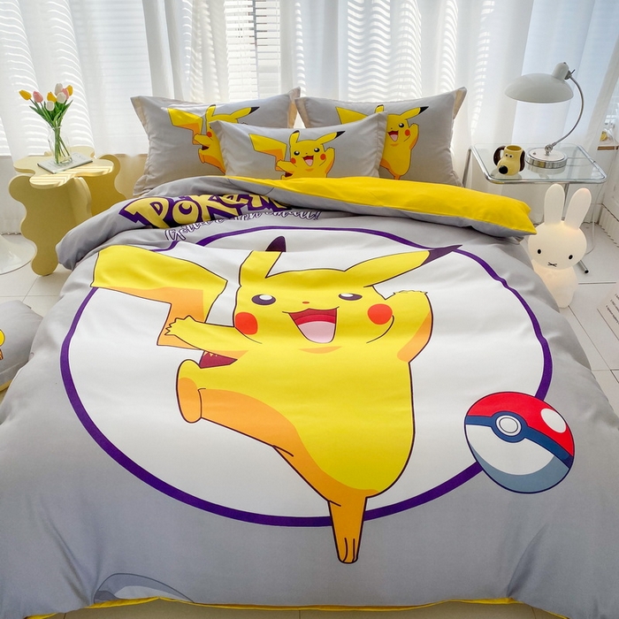 91家纺网 家纺一手货源 找家纺 卡通被套单件被罩男女儿童学生宿舍单人被单男孩卡幼儿园单人被罩 圈圈皮卡丘