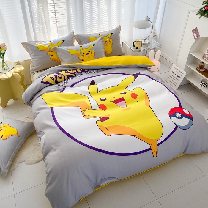 91家纺网 家纺一手货源 找家纺 卡通被套单件被罩男女儿童学生宿舍单人被单男孩卡幼儿园单人被罩 圈圈皮卡丘