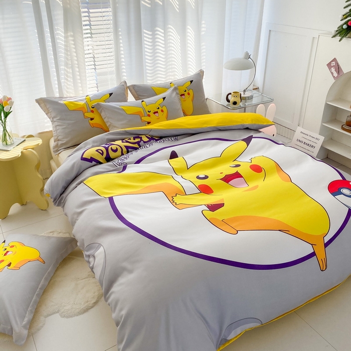 91家纺网 家纺一手货源 找家纺 卡通被套单件被罩男女儿童学生宿舍单人被单男孩卡幼儿园单人被罩 圈圈皮卡丘