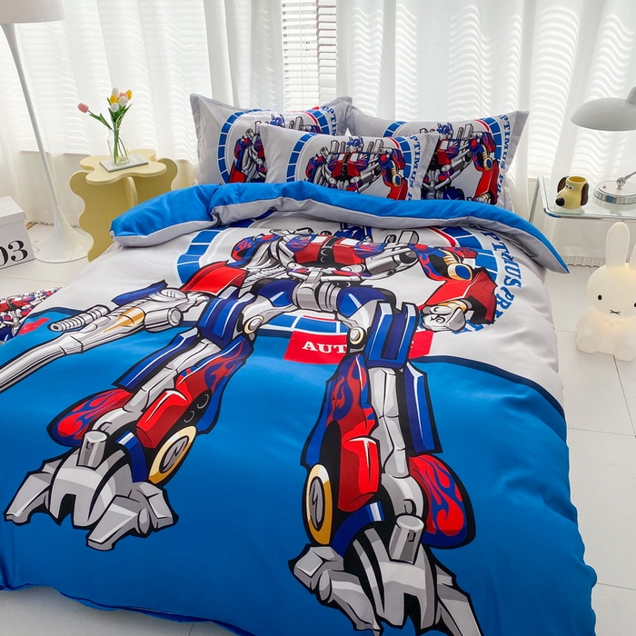 91家纺网 家纺一手货源 找家纺 卡通被套单件被罩男女儿童学生宿舍单人被单男孩卡幼儿园单人被罩 圈圈机器人