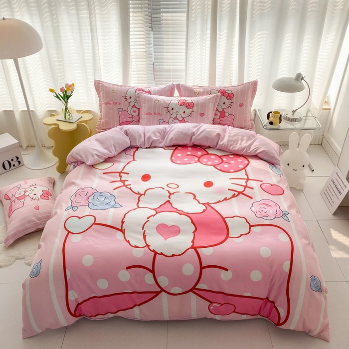 91家纺网 家纺一手货源 找家纺 卡通被套单件被罩男女儿童学生宿舍单人被单男孩卡幼儿园单人被罩 害羞KT