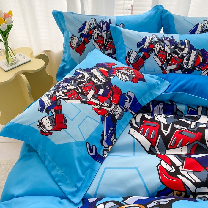 91家纺网 家纺一手货源 找家纺 卡通被套单件被罩男女儿童学生宿舍单人被单男孩卡幼儿园单人被罩 机器人