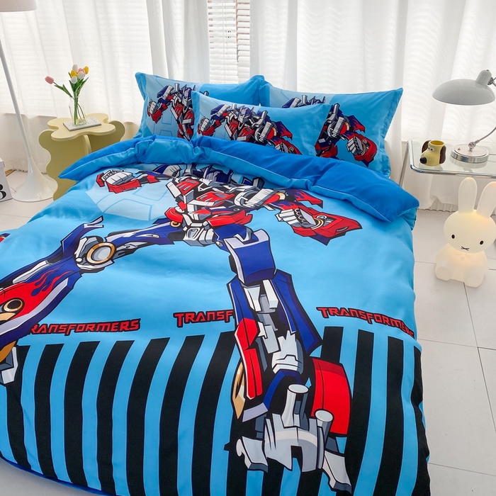 91家纺网 家纺一手货源 找家纺 卡通被套单件被罩男女儿童学生宿舍单人被单男孩卡幼儿园单人被罩 机器人