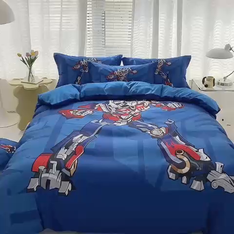 91家纺网 家纺一手货源 找家纺 卡通被套单件被罩男女儿童学生宿舍单人被单男孩卡幼儿园单人被罩 擎天柱