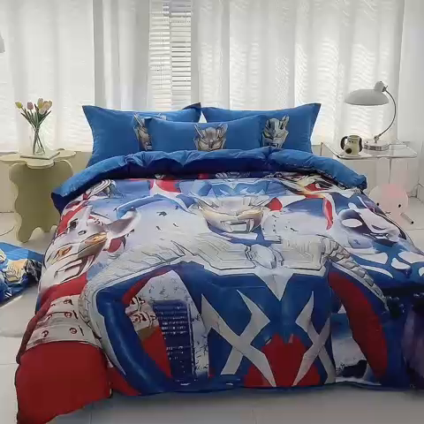 91家纺网 家纺一手货源 找家纺 卡通被套单件被罩男女儿童学生宿舍单人被单男孩卡幼儿园单人被罩 奥特家族