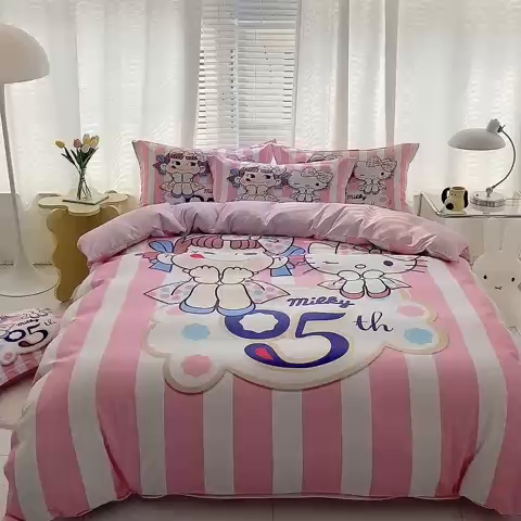 91家纺网 家纺一手货源 找家纺 卡通被套单件被罩男女儿童学生宿舍单人被单男孩卡幼儿园单人被罩 公主伙伴