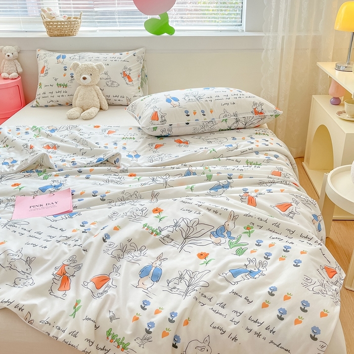 91家纺网 家纺一手货源 找家纺  蜜柚 2024新款A类提花透气凉感丝小冰皮夏被 彼得兔