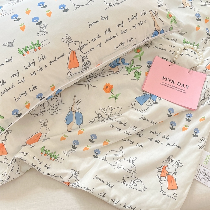 91家纺网 家纺一手货源 找家纺  蜜柚 2024新款A类提花透气凉感丝小冰皮夏被 彼得兔