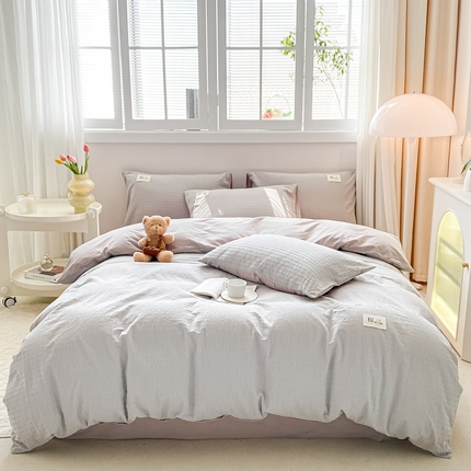 91家纺网 家纺一手货源 找家纺 （总）九沐良品 新款全棉泡泡纱四件套