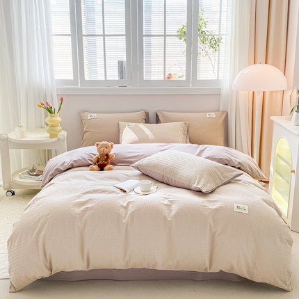 91家纺网 家纺一手货源 找家纺 （总）九沐良品 新款全棉泡泡纱四件套