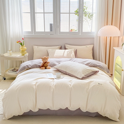 91家纺网 家纺一手货源 找家纺 （总）九沐良品 新款全棉泡泡纱四件套