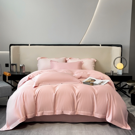 艾佳 2025新款纯色莱赛尔天丝四件套 玫瑰粉