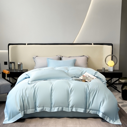 艾佳 2025新款纯色莱赛尔天丝四件套 天空蓝