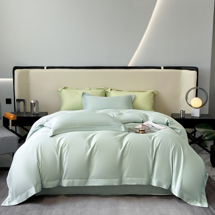 91家纺网 家纺一手货源 找家纺 艾佳 2025新款纯色莱赛尔天丝四件套 海盐绿