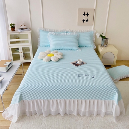 91家纺网 家纺一手货源 找家纺 找底底  2023新款冰豆豆床裙款凉席 玛卡兰